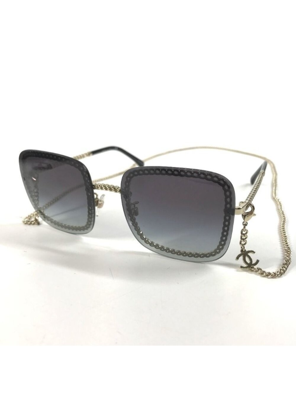 Chanel Sunglasses CC Logo Chain Acetate Black Eyewear